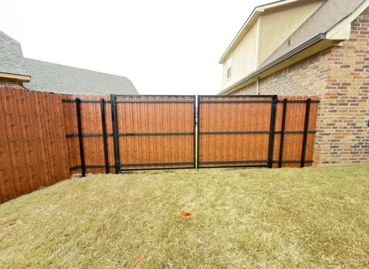 Steel privacy fence with 10' double drive gate: steel privacy fence in Holden service area